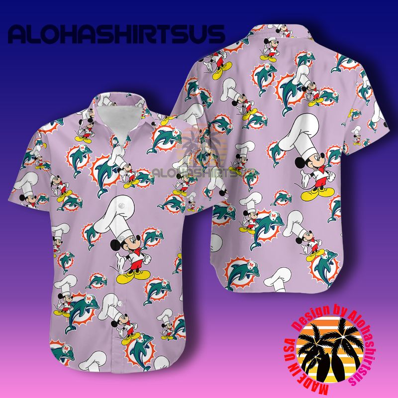 Miami Dolphins Shop - Mickey Mouse Chef Miami Dolphins Nfl Purple Hawaiian Shirt