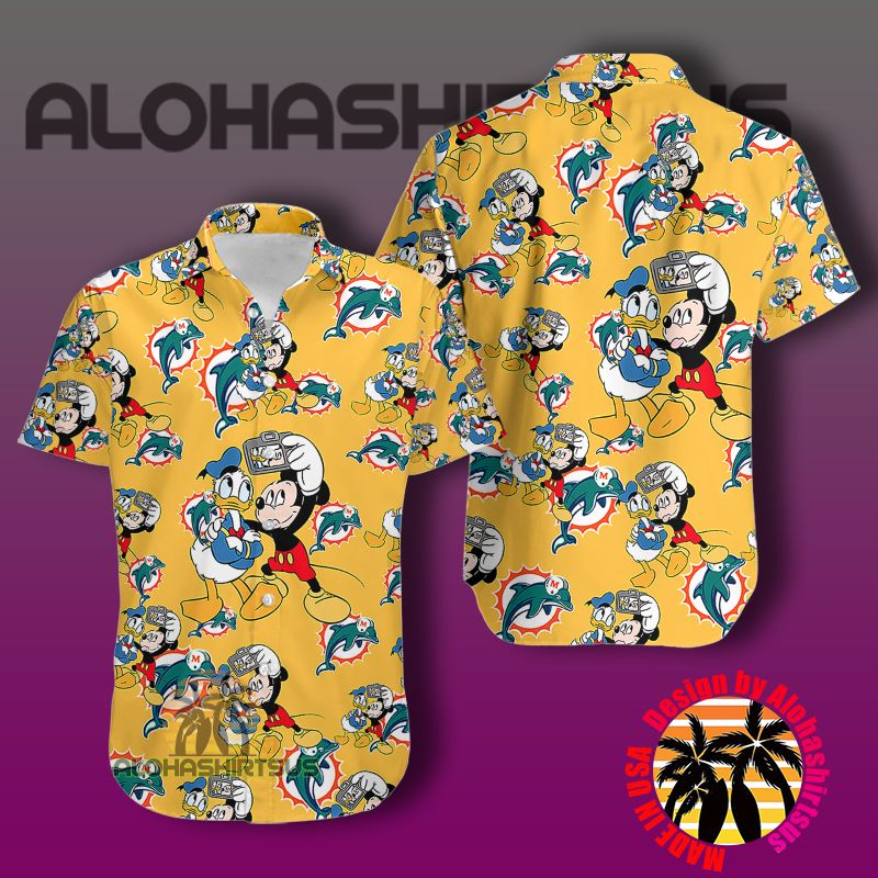 Miami Dolphins Shop - Mickey Mouse Donald Duck Miami Dolphins Nfl Dasy 90S Hawaiian Shirt