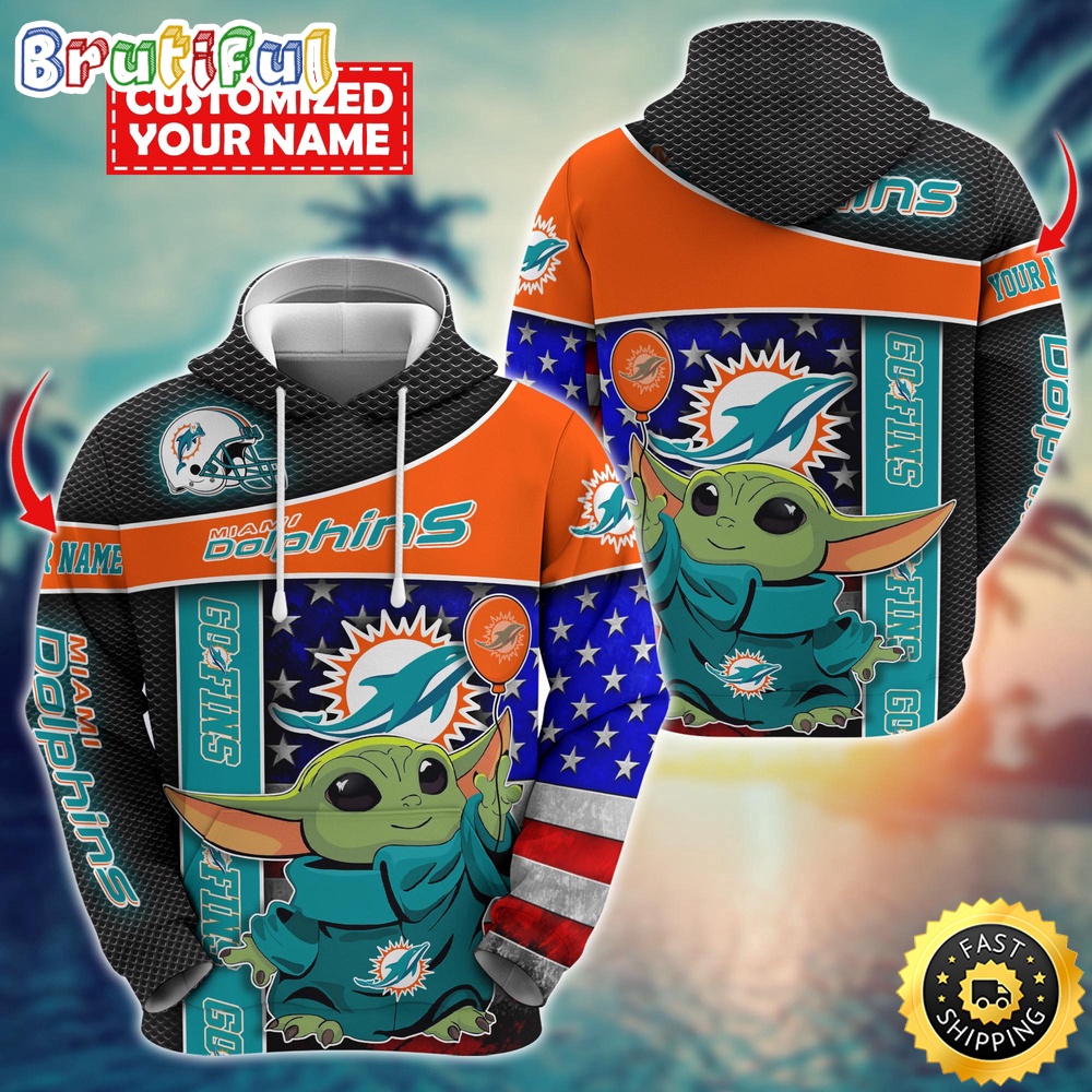 Miami Dolphins Shop - NFL Miami Dolphins Hoodie Baby Yoda Unisex Hoodie