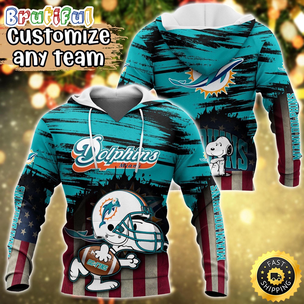 Miami Dolphins Shop - NFL Miami Dolphins Hoodie Snoopy Sports Hoodie