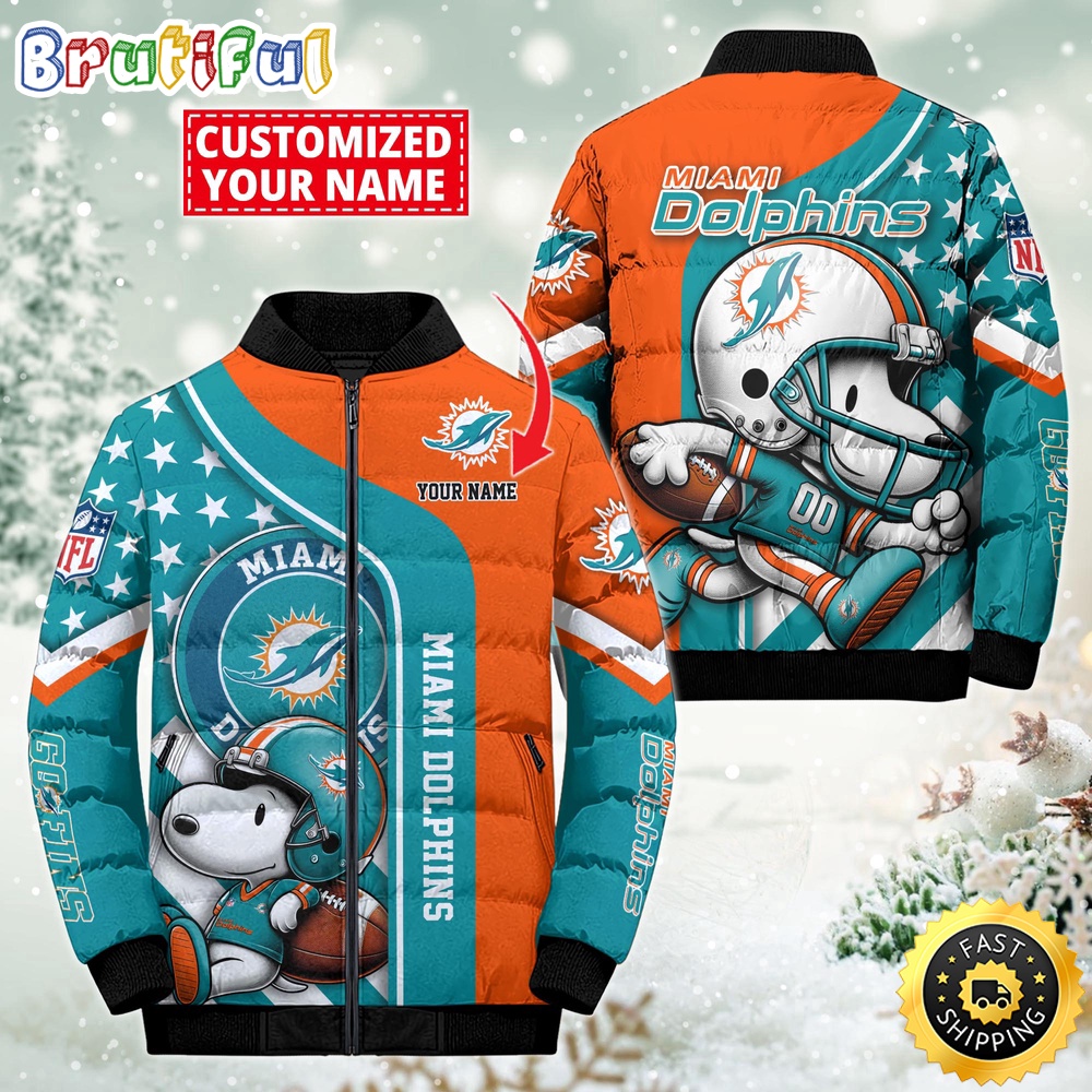 Miami Dolphins Shop - NFL Miami Dolphins Puffer Jacket Snooby Customized Jacket