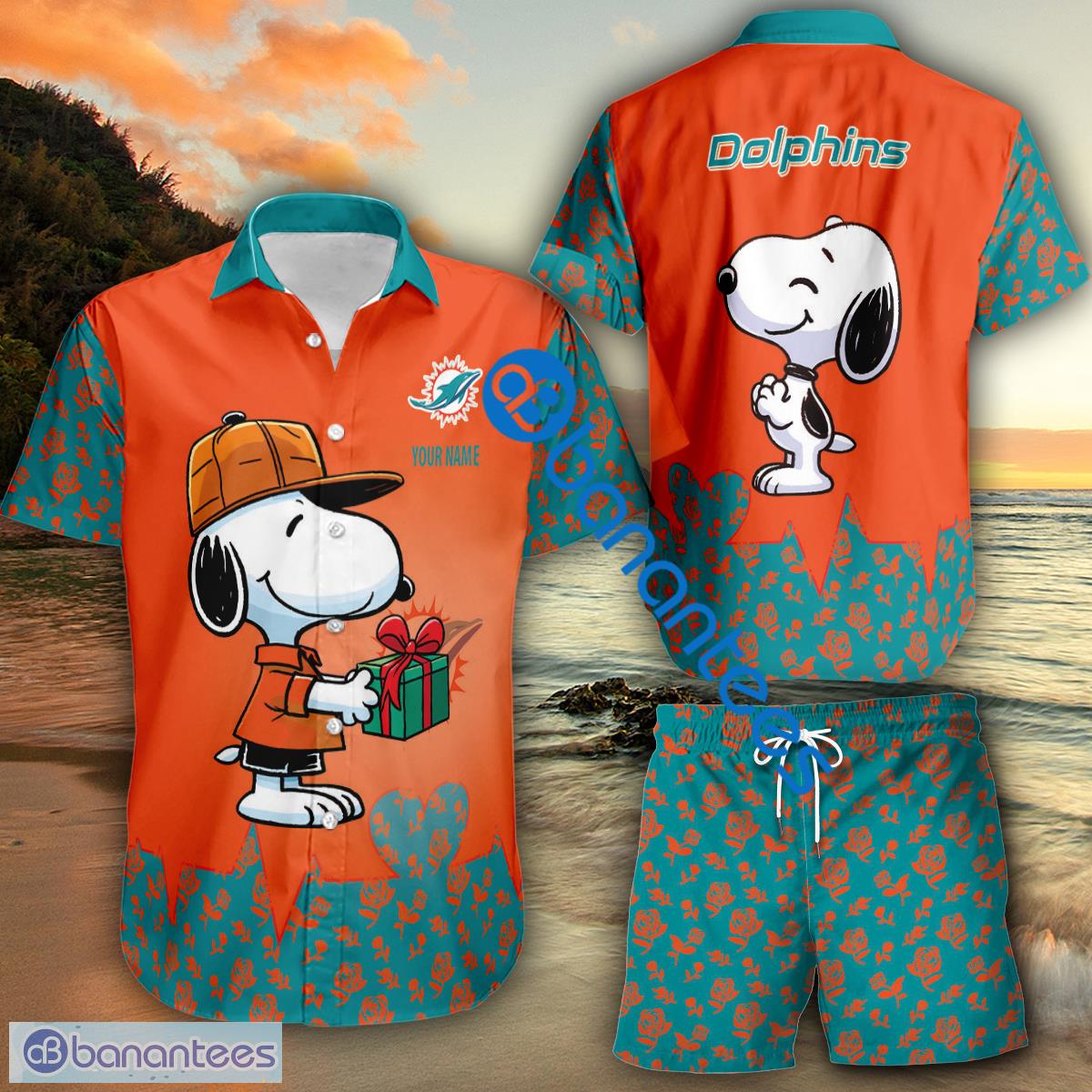 Miami Dolphins Shop - NFL Miami Dolphins Snoopy Gift Boyfriend And Girlfriend Set 3D Hawaiian Shirt