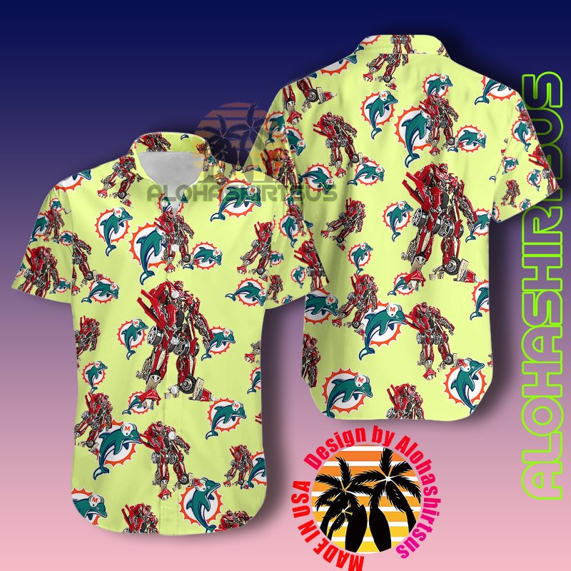 Miami Dolphins Shop - Transformers Red Robot Miami Dolphins Nfl Bright Hawaiian Shirts