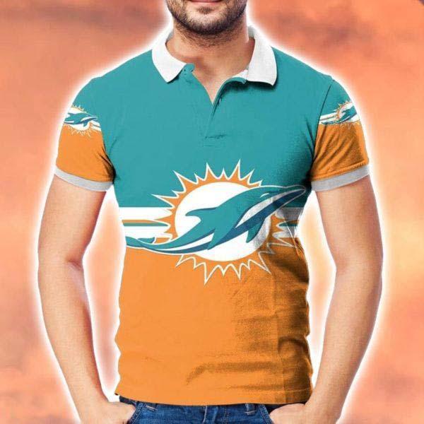 Miami Dolphins Logo 4 3D Polo Shirt Gift For Sport Fans Trending Gift