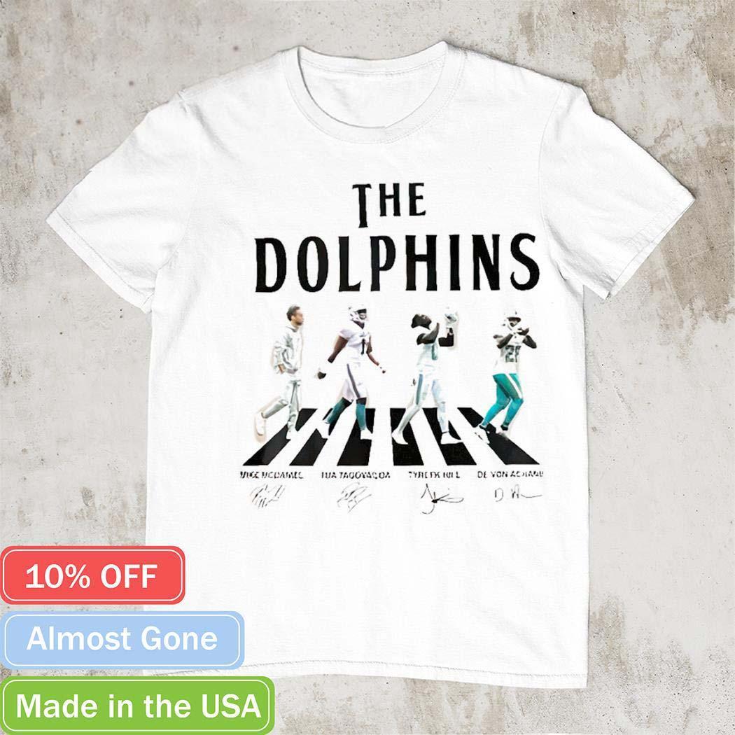 Miami Dolphins Mike Mcdaniel Tua Tagovailoa Tyreek Hill Deâ€™von Achane Abbey Road football shirt