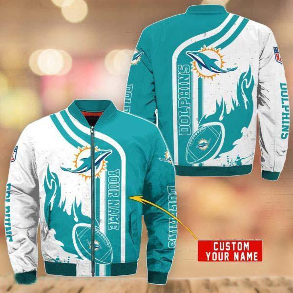 Miami Dolphins NFL Custom Name 3D Bomber For Fans