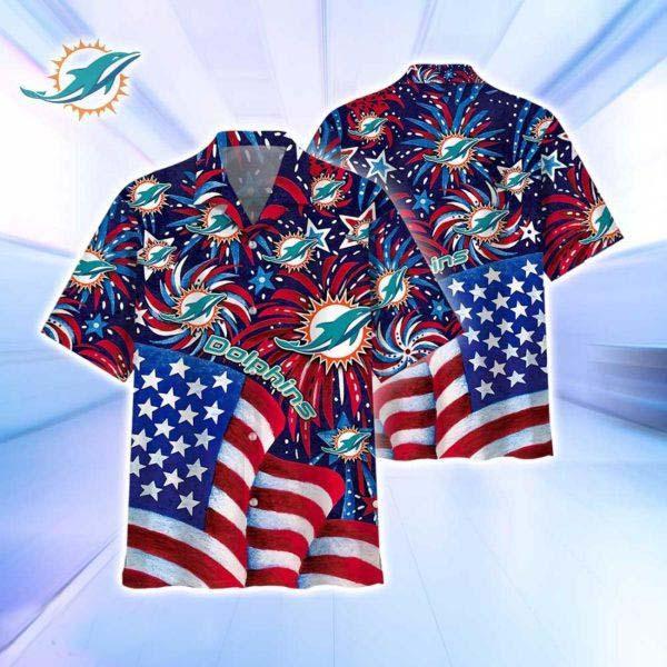 Miami Dolphins NFL Flag Memorial Firework Hawaiian Shirt For Real Fans