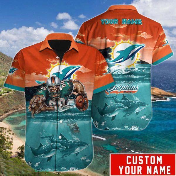 Miami Dolphins NFL Hawaiian Shirt Custom Name Unique Gift For Men Women