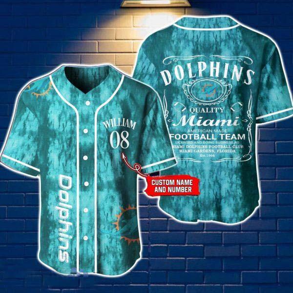 Miami Dolphins NFL Jersey Baseball Shirt Exclusive Custom Number & Name Gift For Fans