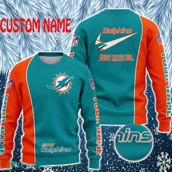 Miami Dolphins NFL Just Hate Us Personalized For Fans Sweater New