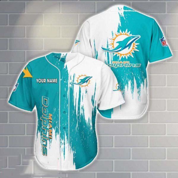 Miami Dolphins Personalized Name 3D Baseball Jersey Shirt Gift For Sport Season