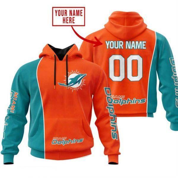 Miami Dolphins Personalized Name Number 3D Hoodie Team Gift