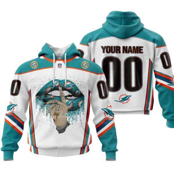 Miami Dolphins Sexy Lips Custom Name And Number 3D Hoodie