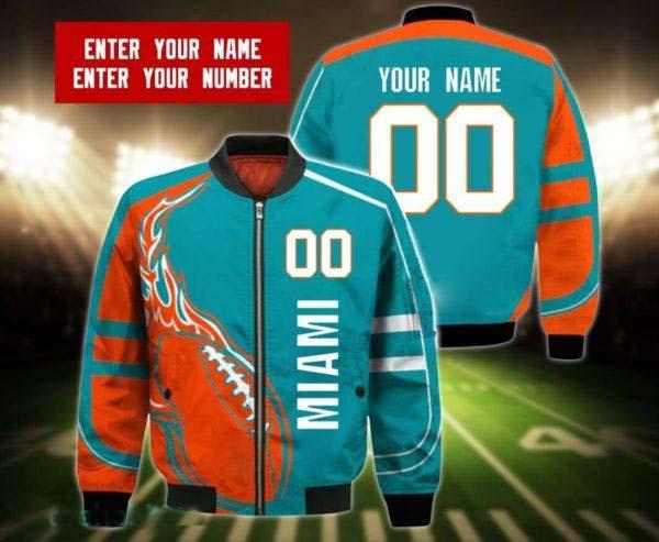 Miami Football Custom 3D Bomber Jacket Miami Football Personalized Bomber Miami Team Vintage Unisex Jackets Gift For Fan