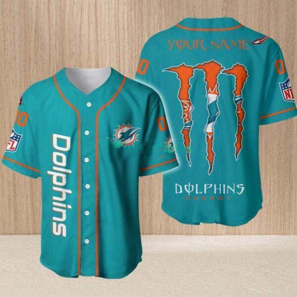 NFL Miami Dolphins Custom Name And Number Baseball Jersey Shirt Fashion Trend