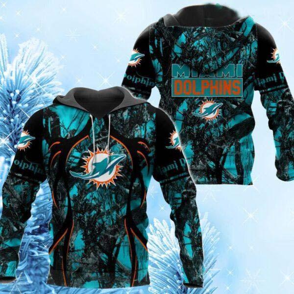 NFL Miami Dolphins Hunting Camo Style New Hoodie 3D All Over Print Gift For Big Fans