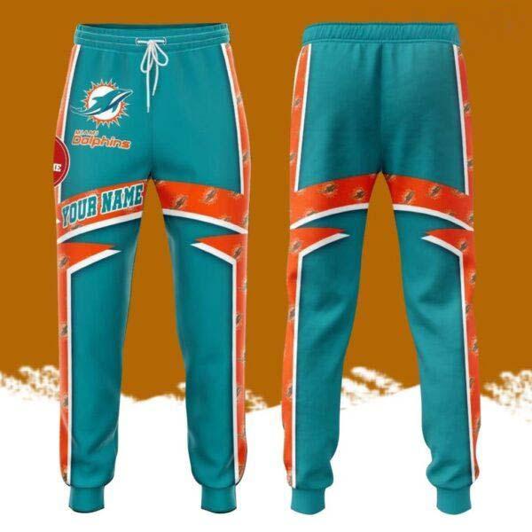 Personalized Miami Dolphins All Over Print 3D Casual Unisex All Over Print 3D Long Pants Turquoise Orange