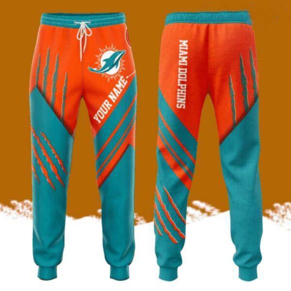 Personalized Miami Dolphins Claws All Over Print 3D Casual Unisex All Over Print 3D Long Pants Orange Turquoise