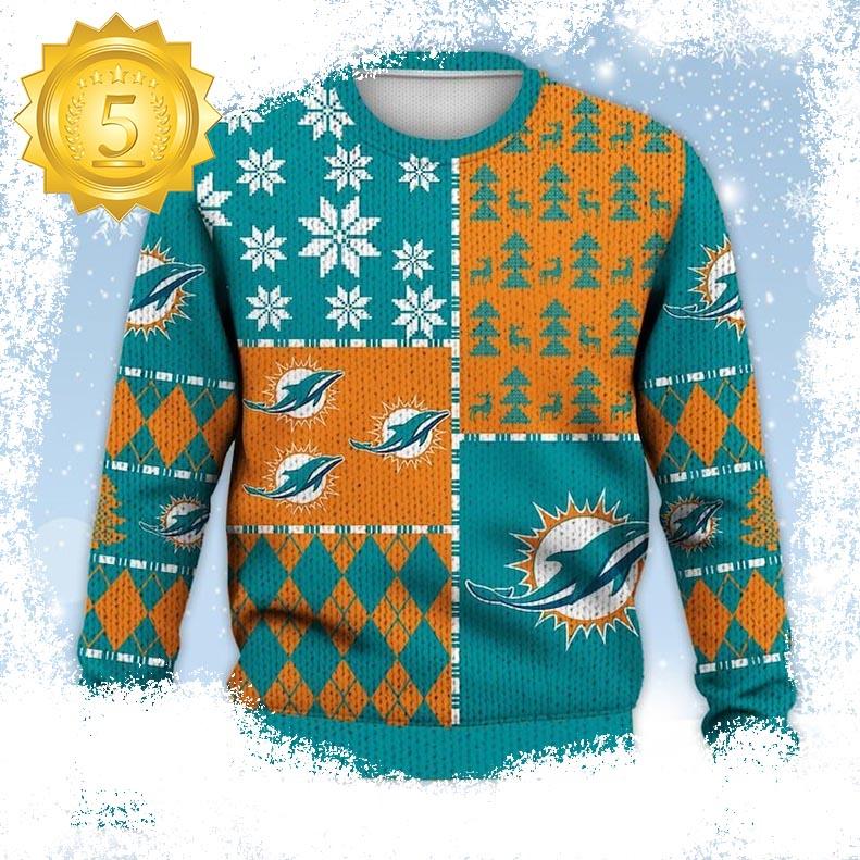 Best Gift 2023 -Miami Dolphins Ugly Sweater Christmas - available at - dolphinmiamistore.com