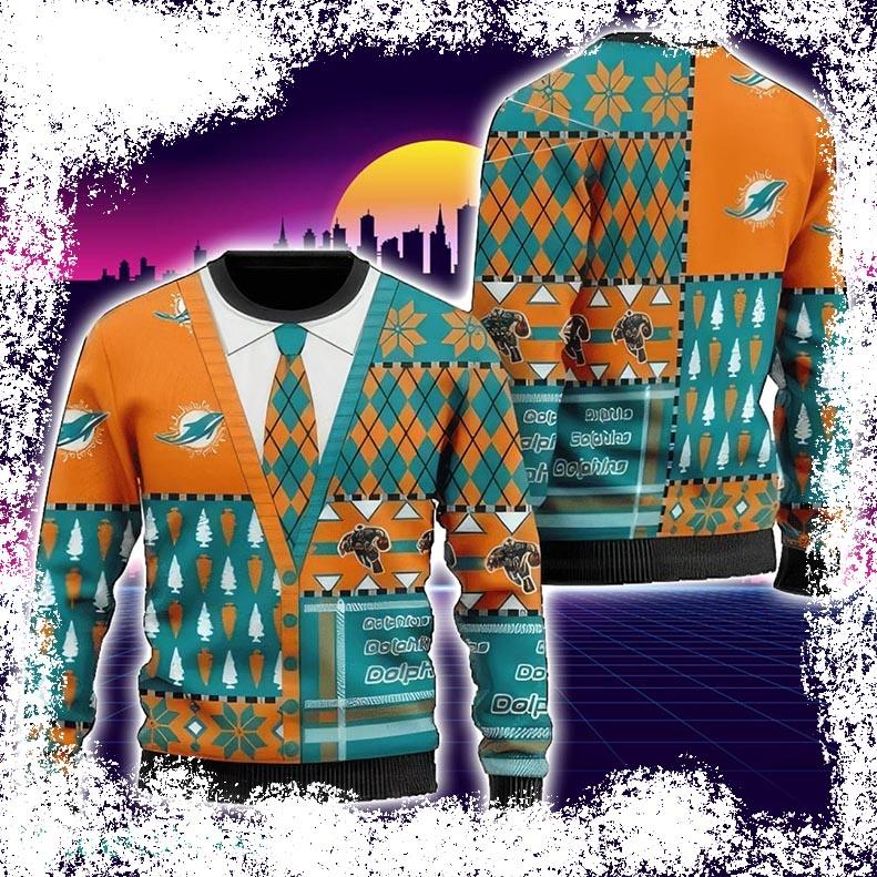 NFL Miami Dolphins Christmas Gift Ugly Christmas Sweater Unisex Sweater - available at - dolphinmiamistore.com