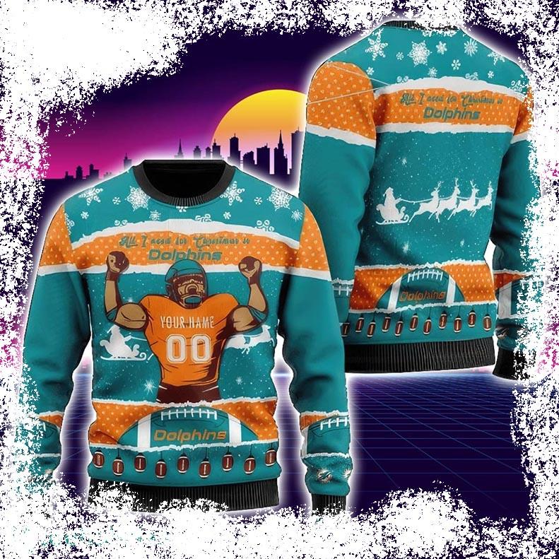 NFL Miami Dolphins Custom Christmas Gift Ugly Christmas Sweater Unisex Sweater - available at - dolphinmiamistore.com