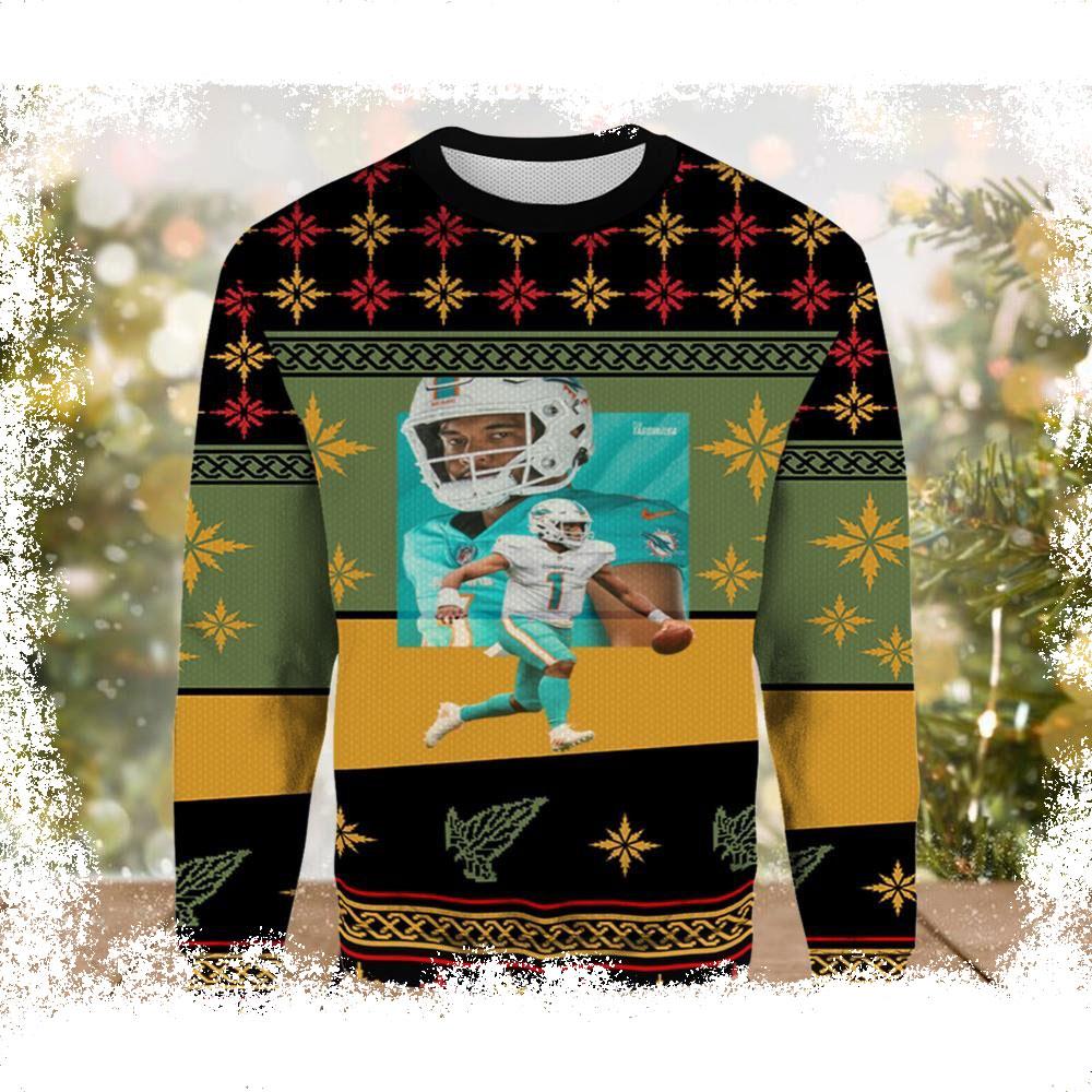 NFL Miami Dolphins Quarterback Ugly Christmas Sweater - available at - dolphinmiamistore.com