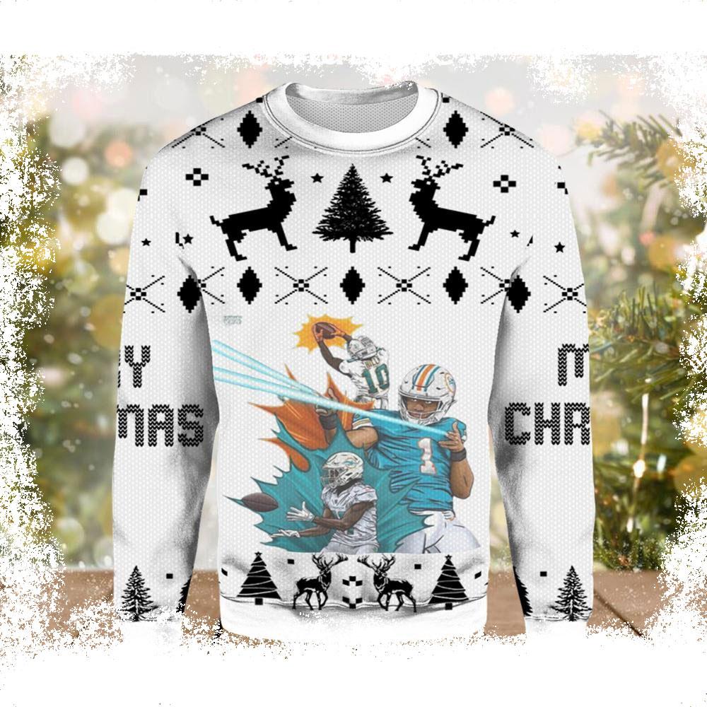 NFL Super Team Miami Dolphins Ugly Christmas Sweater - available at - dolphinmiamistore.com