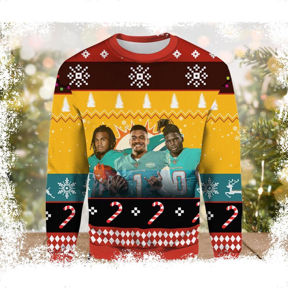 Tua Tagovailoa Miami Dolphins Ugly Sweater - available at - dolphinmiamistore.com