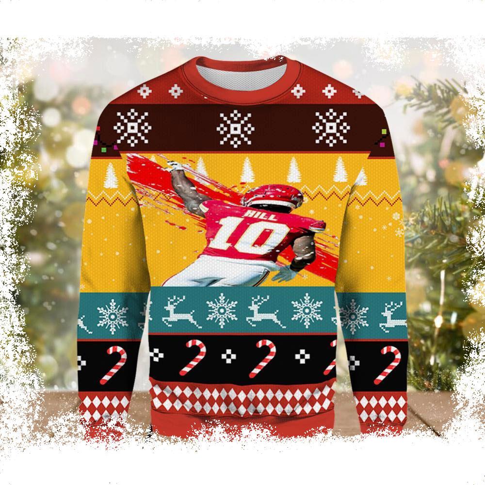 Tyreek Hill Miami Dolphins Ugly Christmas Sweater - available at - dolphinmiamistore.com